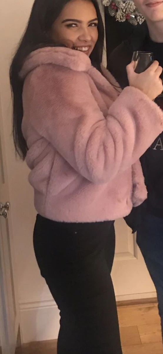 Pink fur cheap coat topshop