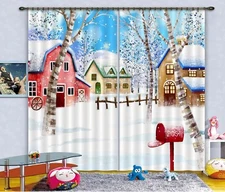 3D Snowflake House ZHUA2486 Photo Curtain Window Blockout Fabric Amy 2023
