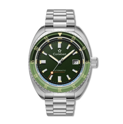 NEW Men's CORTEBERT Clipper Malachite Green Automatic Date 42mm All Steel Watch