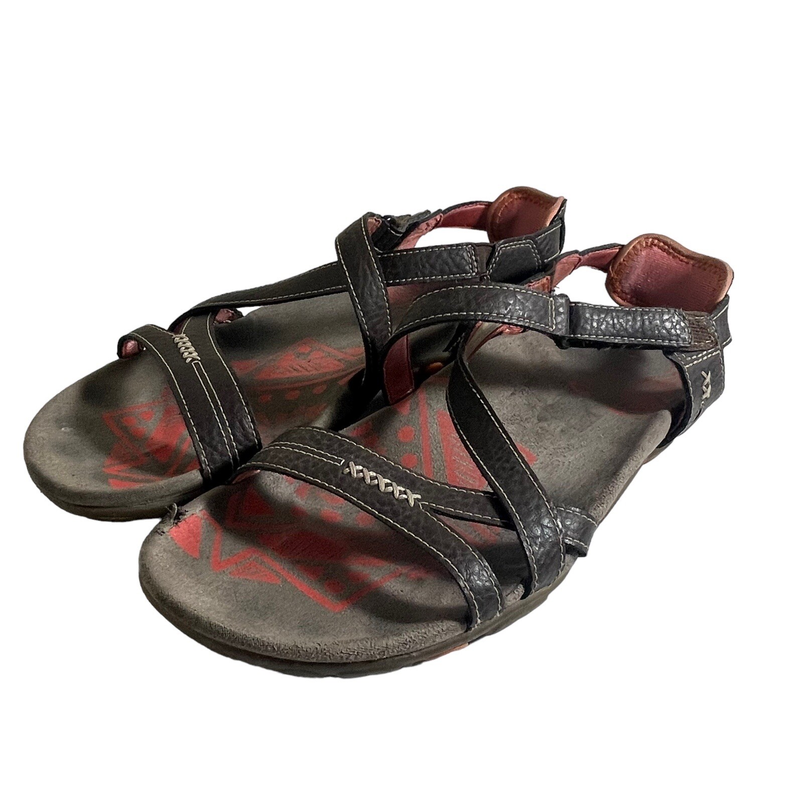 Sandali Merrell da donna taglia 9 in pelle cacao corallo corallo piatto 2269059