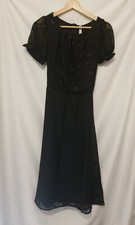 NY Collection Midi Shift Dress Women Small Black Polka Dot Short Sleeve Lined