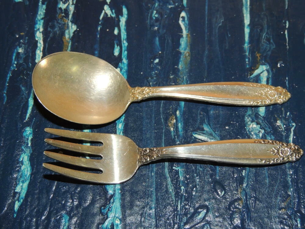 Sterling silver fork and spoon set sale