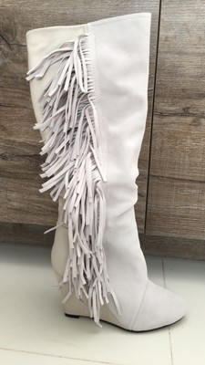 isabel marant white fringe boots