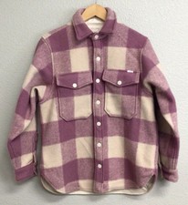 Mother Women's Pink The Bonfire Check Snap-front Jacket Coat Size Small