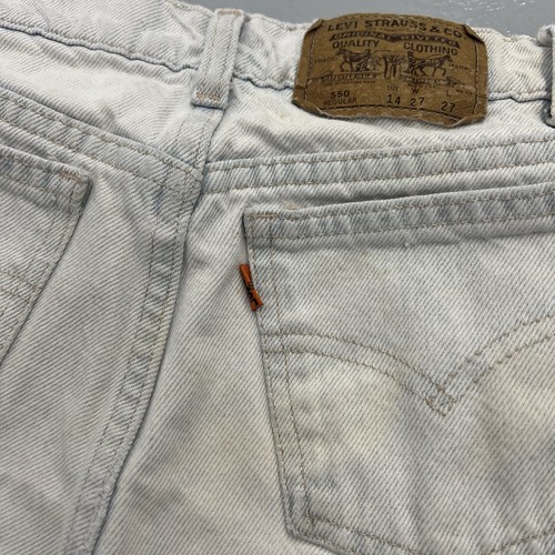 Vintage 90s Levis Jeans Orange Tab 550 Size Youth 14 White Shorts Kids Boys - Picture 12 of 13