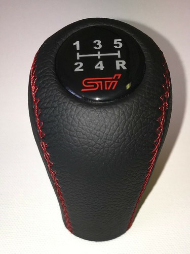 SHIFT KNOB FITS FOR SUBARU WRX STI 5 speed Red Stitches. Genuine leather - Picture 2 of 7