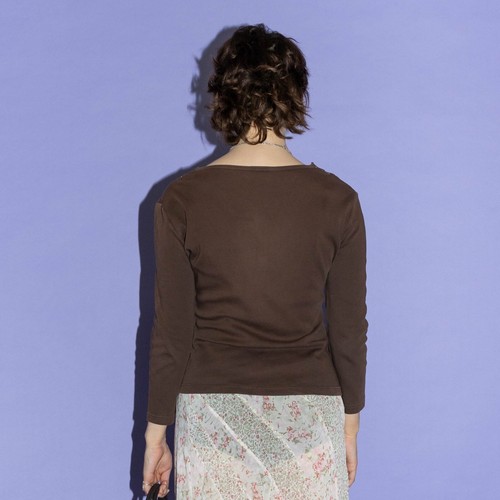 Vintage Y2K fairycore longsleeve top in chocolate brown - Picture 3 of 6