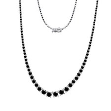 5.00ct Natural Black Diamond Tennis Necklace 18" Inch 14K White gold