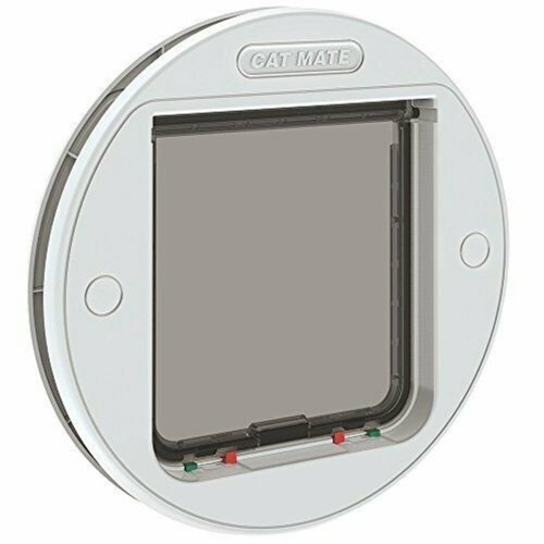 Cat Mate 4Way Locking Large Cat Flap Glass Fitting White Lockable