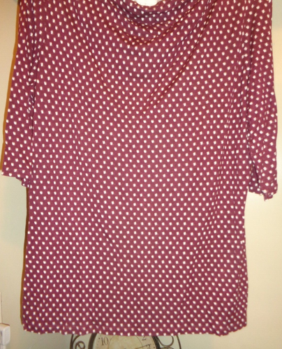 WEEKEND MAX MARA MAROON PRINTED "TAMARA" 3/4 SLEEVE JERSEY TOP NWT SZ L/XL - Picture 5 of 8