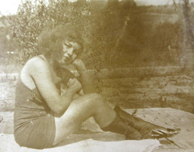 Black African American Woman Swimsuit Bathing Beauty Real Photo Postcard 1910-20