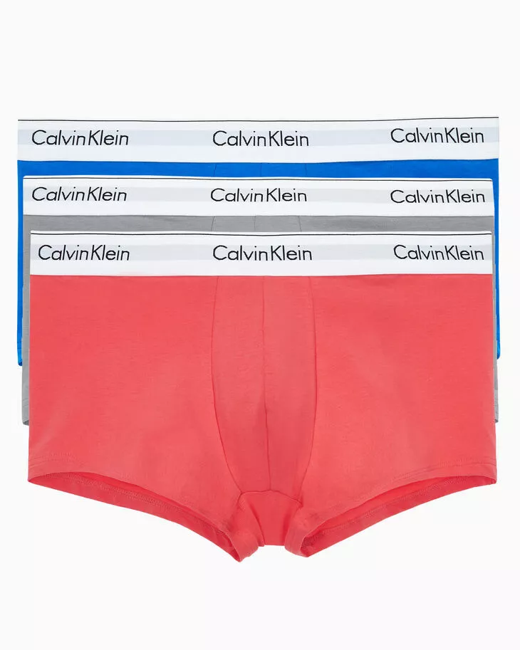 CALVIN KLEIN MEN'S NB1085 MODERN COTTON STRETCH 3 PACK LOW RISE TRUNK, Large