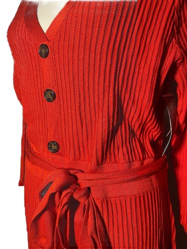Abito maglione midi Lane Bryant rosso taglia 18/20 cintura costine manica 3/4 Natale - Foto 3 di 11