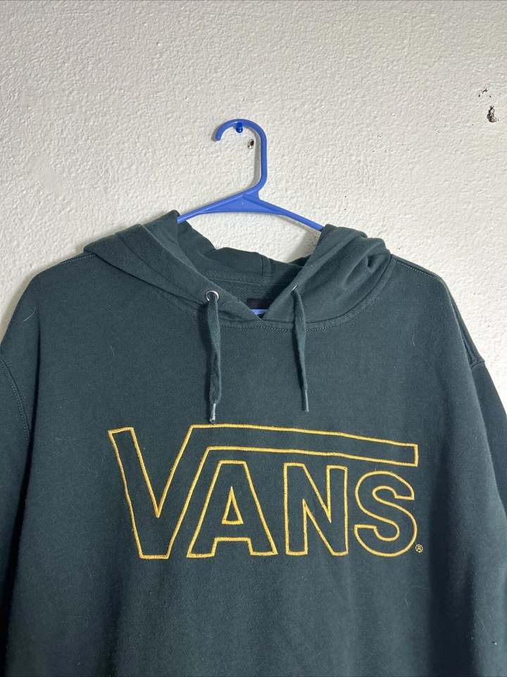 Vans Hombre Grande Jersey Sudadera con Capucha Verde Dorado Foto 3 de 4