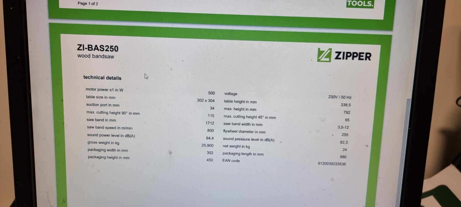 Zipper 10" Woodworking Bandsaw Bench Top Solid Fence 4.5" Cut 500w 240v