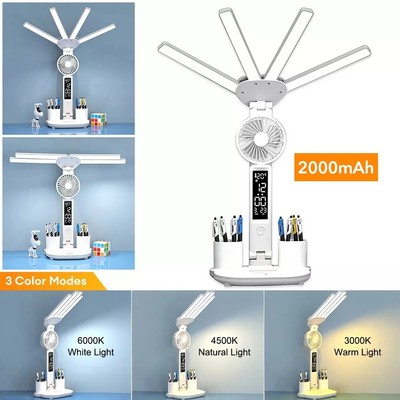 Schreibtischlampe LED Dimmable Mit Uhr Desk Lamp 3 Farbtemperaturen 3000 6500 K