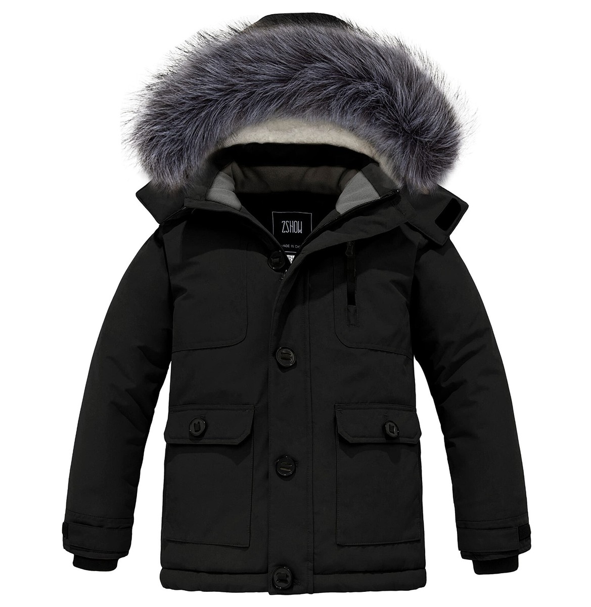 ZSHOW Boys' Winter Coat Warm Waterproof Puffer Jacket Thick Fleece Parka  Hooded