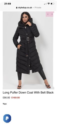 Long Line Black Puffer Coat Size 14 | eBay