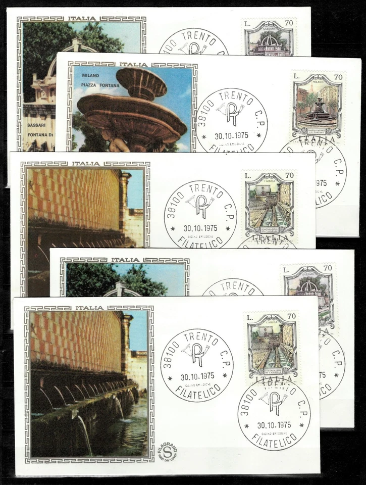 Italy 1974 - 1976 Architecture / Famous Fountains - FDC complete set - Image 2 of 2