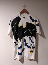 Vintage 1988 Batman All Over Print DC Comics White Large T-Shirt