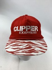 Vintage Clipper Exxpress Red Zebra Print Baseball Hat Snapback