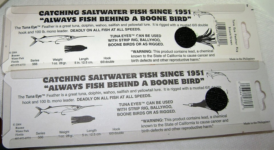 4 BOONE TUNA EYE FEATHER TROLLING LURES JIGS SALTWATER NICE COLORS LOT eBay