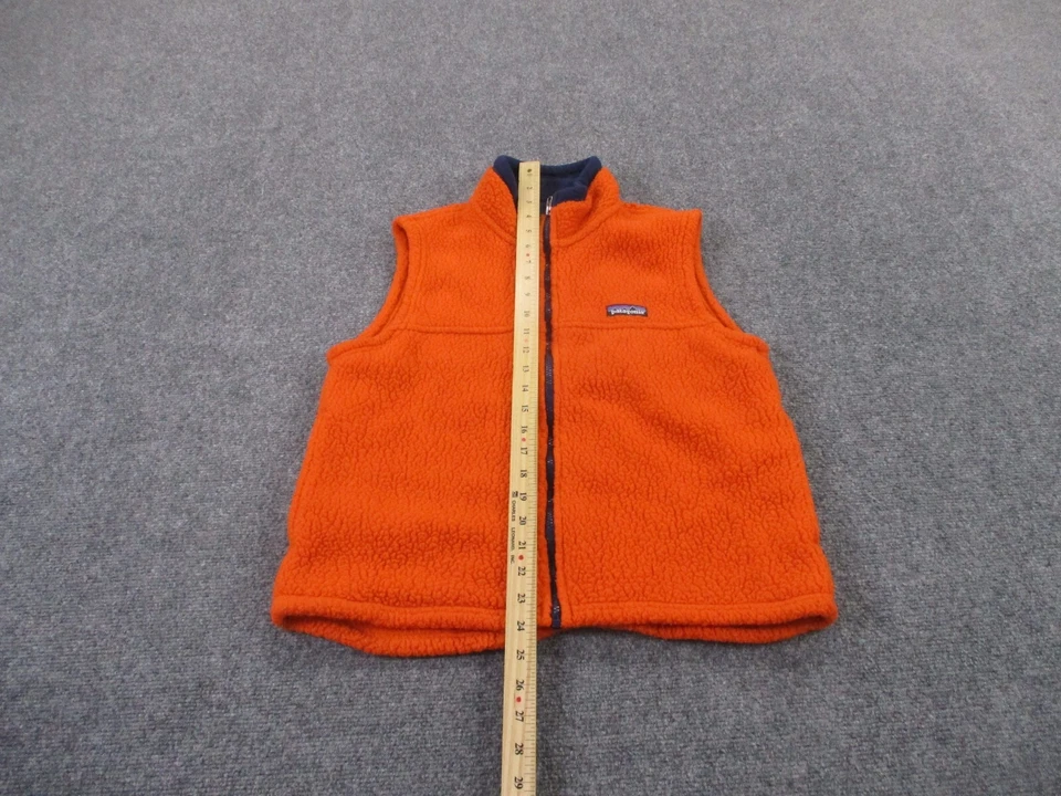 Vintage Patagonia Vest Jacket Boy M 10 Orange Sherpa Fleece Outdoors USA - Image 4 of 4