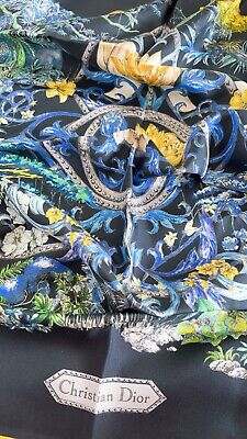 Christian Dior TOILE DE JOUY VOYAGE 90 Square Silk Scarf In Christian Dior TOILE DE JOUY VOYAGE 90 Square Silk Scarf In