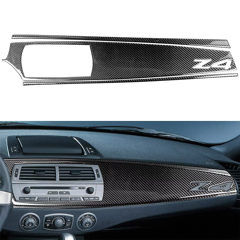 4Pcs For BMW Z4 E85 2003 2008 Carbon Fiber Interior Main Dash Panel Cover Trim