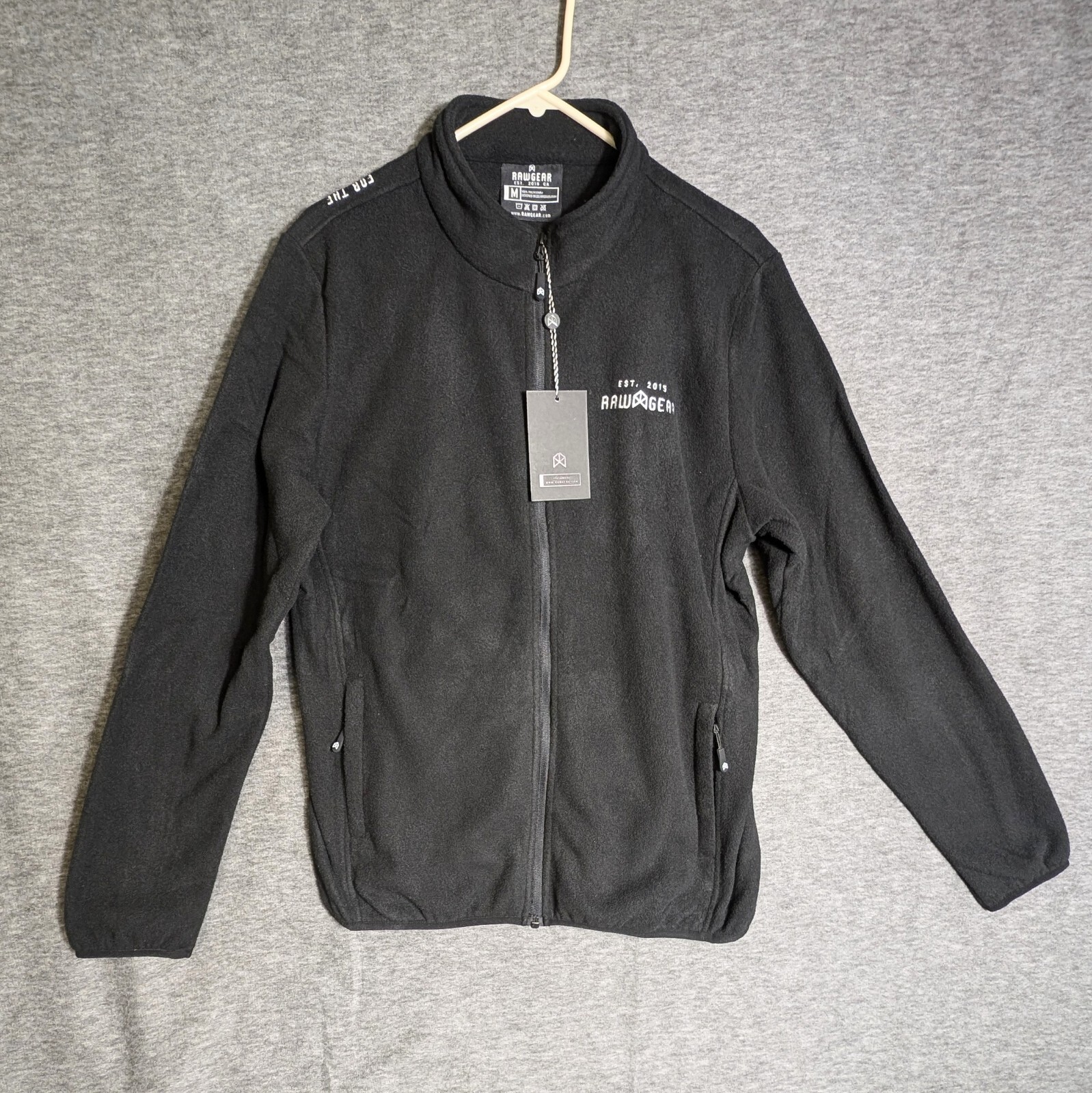 RawGear Fleece Jacket For The People Size Medium Black Full Zip Long Sleeve