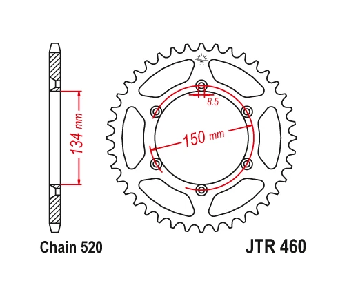 JT Steel Rear Sprocket 46T 46 Tooth KX 125 250 500 250F 450F KDX KLX 250 300 - Image 2 of 3