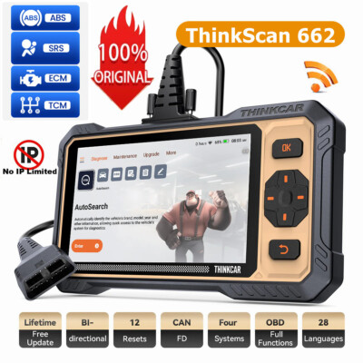  2026 ThinkScan 662 OBD2 Scanner Engine ABS SRS SAS AT TPMS EPB Diagnostic Tool