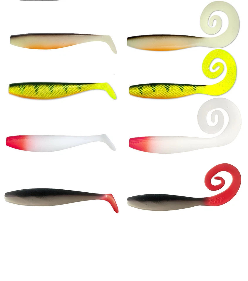 Black Cat Shad Twister Wels Spinfischen Waller Gummifische Köderfisch alle Farbe