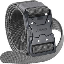 JUKMO Quick Release Tactical Belt 1.5" Nylon Web Military Work Belt  Grey 2XL