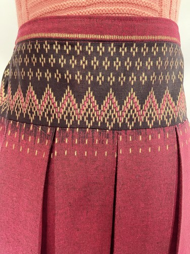 Women Thai Native Long Skit Cotton Thai Printed Pleats Multi-Color Free Size - Picture 124 of 186