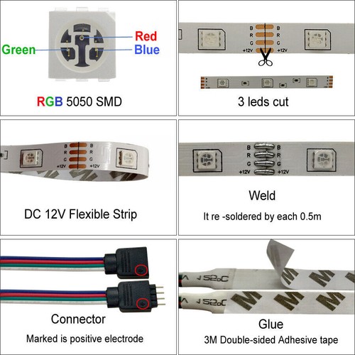 12V LED Strip Light RGB 5050 SMD 2835 Flexible Ribbon Stripe 5M 10M 15M tape kit - Picture 8 of 12