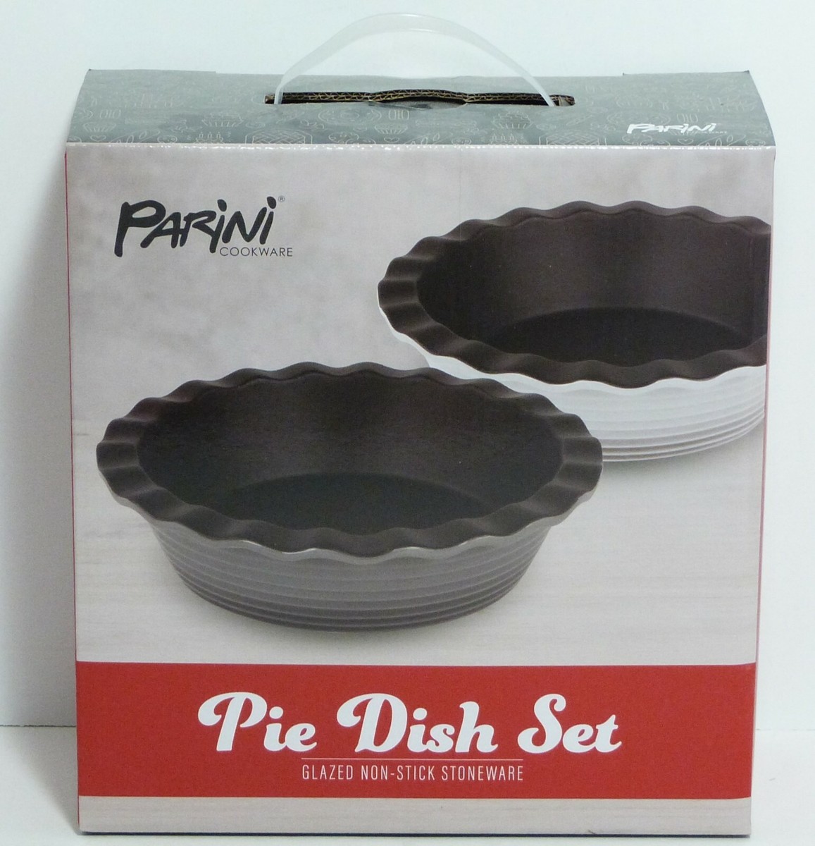 NEW NIP Parini Cookware Pie Dish Set Glazed Non-Stick Stoneware
