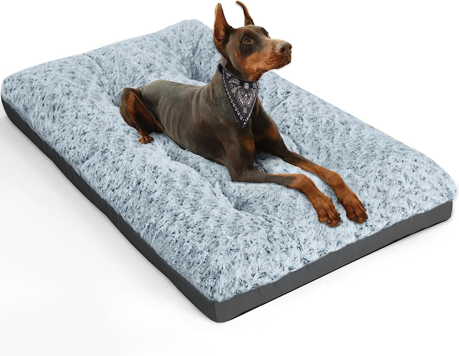 Deluxe Washable Dog Bed for Large Dogs Dog Crate Mat 36 Inch Comfy Fluffy Kennel
