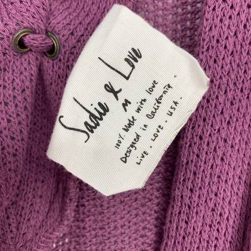 Sadie & Love Damen Medium vorne offen Staubtuch Cardigan Pullover lila Schnürung hinten - Bild 4 von 9