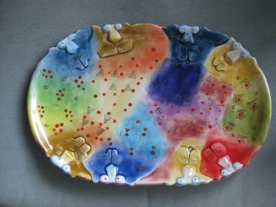Studio Designworks Joy Cats Pop Art Whimsical Ceramic Decorative Platter
