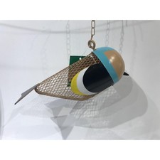 Hanging Metal Bird Feeder by Esschert Design for Garden Blue / Yellow