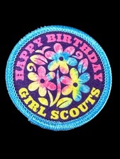 Girl Scouts Happy Birthday Patch Tie Dye Daisy Flowers Fun Badge USA Made