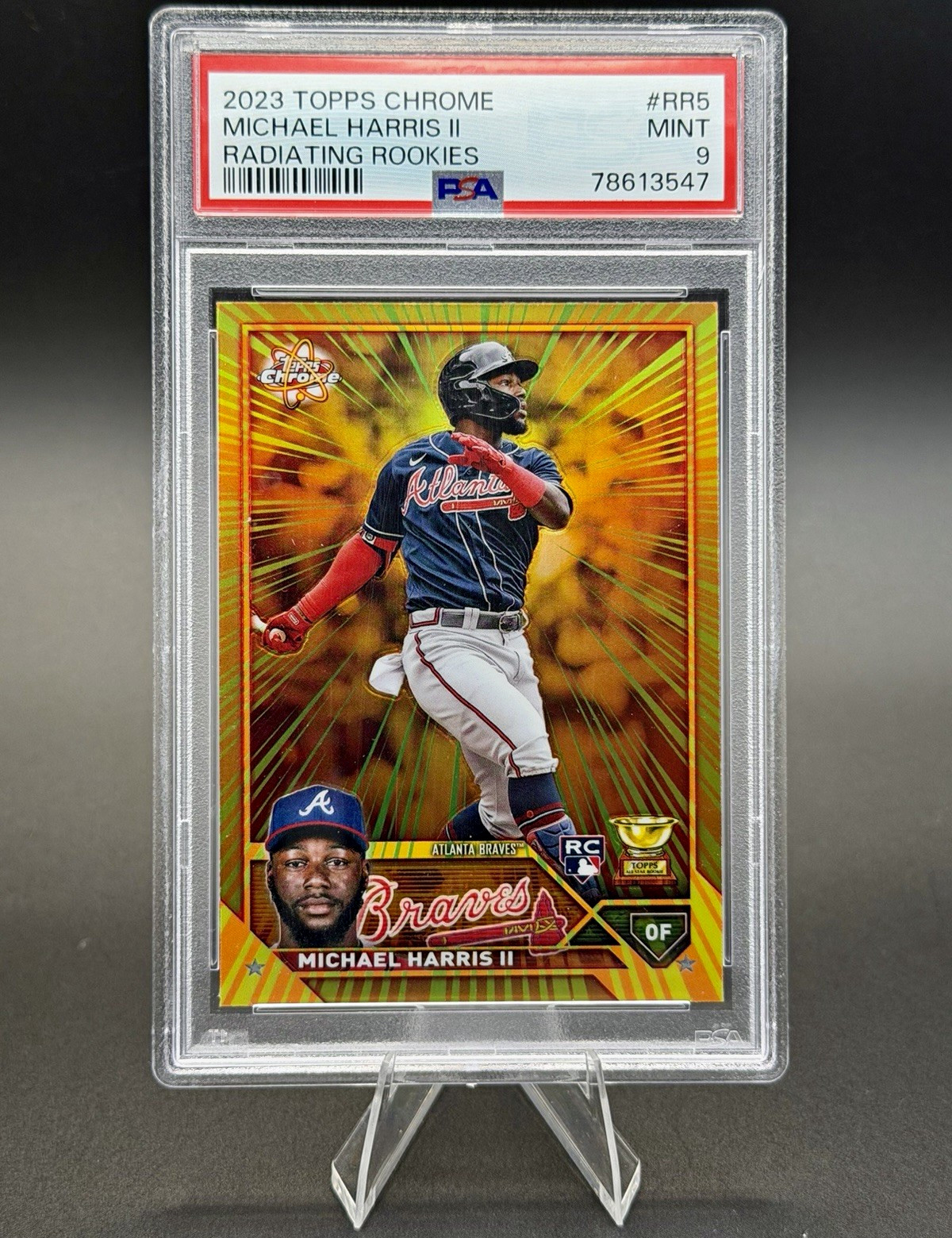 2023 Topps Chrome Radiating Rookies Michael Harris II RR-5 RC SSP Case Hit PSA 9