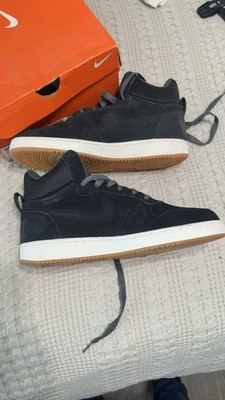 Nike Mens Court Borough Mid Prem Black Suede Basketball Shoes 844884-004 Sz 9.5