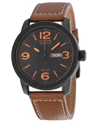 Citizen Leather Strap Black Dial Casual Solar 100M BM8475-26E Men's Watch