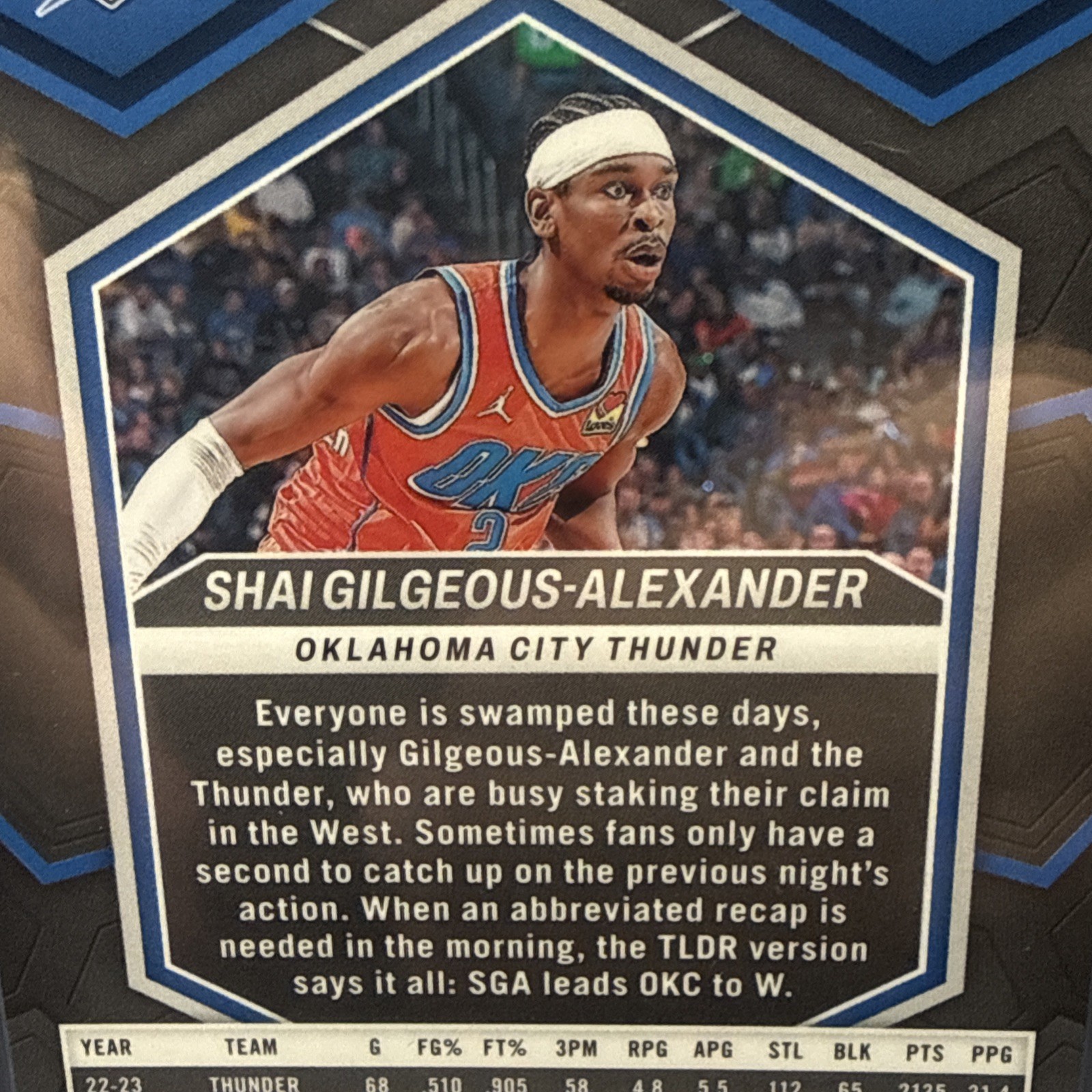 Shai Gilgeous Alexander 2023 Panini Mosaic PSA 10-  Teal -Thunder #85 view 2