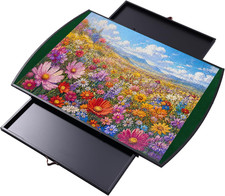1500Pc Rotating Puzzle Board with 2 Drawers Cover, 25"X34" Portable Metal Sp
