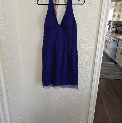 adrianna papell cobalt blue dress Adrianna Papell One Shoulder Sleeveless Beaded Mesh Midi Dress, Womens, 10, French Blue main image 1
