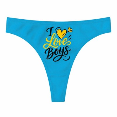 Ladie String Tanga bedruckt mit I LOVE BOYS