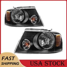 Halogen Headlight Assembly For 2004 2006-2008 Ford F150 Black Amber Reflector